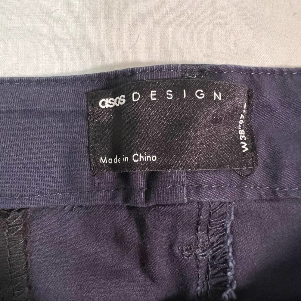 Asos Design NEW Button Fly Skinny Chino Shorts in Navy Blue 38 Waist - Picture 5 of 7